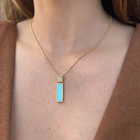 Set Squared Turquoise with Diamond Necklace & Earrings