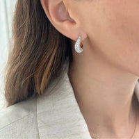 Diamond & Gold Curved Hoop Earrings