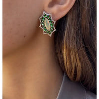 Aretes de ópalo y tsavorita con diamantes