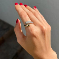 14K Yellow Gold & Diamond Double Drop Rings