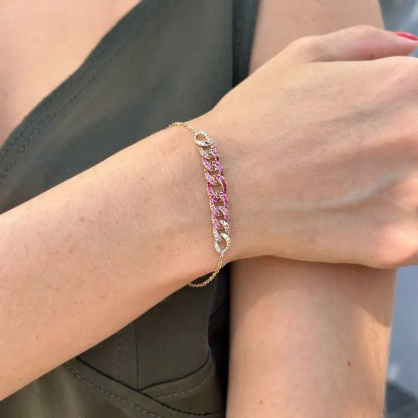 Ombre Pink Sapphire Chain Bracelet