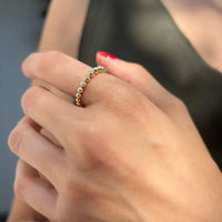 14K Yellow Gold & Diamond Beaded Rings