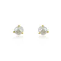 14K Yellow Gold Earrings with Baroque Pearls and Diamonds