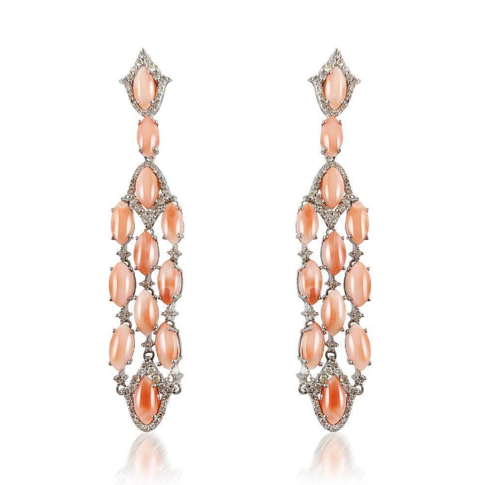 Pink Coral Diamond Cascade Earrings – Adriana Fine Jewelry