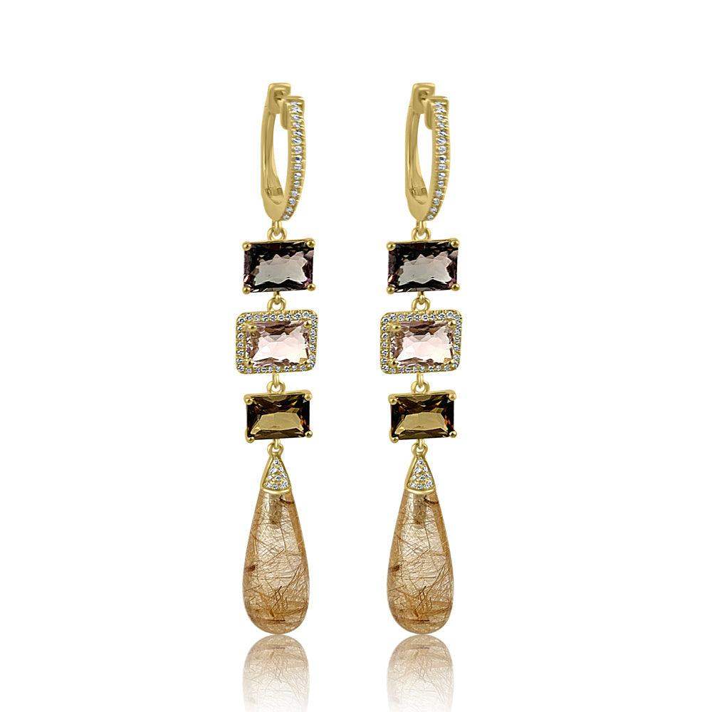 Rutilated Quartz Tourmaline Diamond Earring  14K Yellow Gold, jewelry store near me, pearls, rubi, sapphire, emerald, gold necklace womens, New York, Misisipi, California, Florida, Georgia, Tijuana, San Diego, Hermosillo, Monterey, Carolina del Sur, Connecticut, Texas, Maryland, Alabama, Carolina del Norte, Adriana Fine Jewelry Online Shop, Buy Earrings, Necklaces, Bracelets, Rings, gemstones, permanent jewelry in San Diego