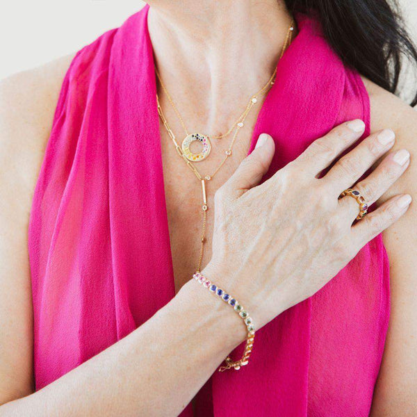 14K Rose Gold Multicolor Bezel Bracelet