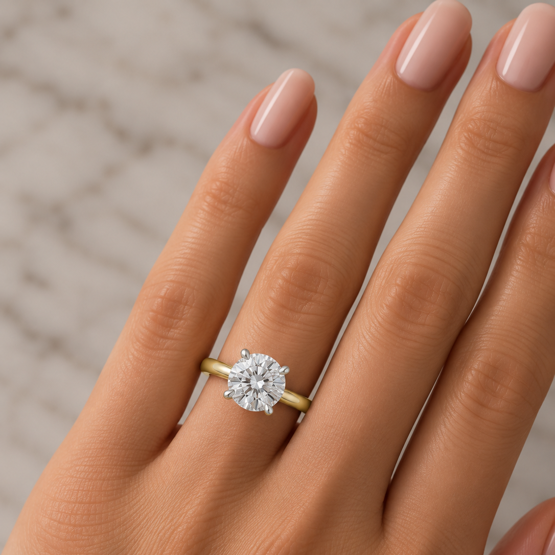 Anillo de compromiso con diamante de laboratorio redondo de 1.53ct