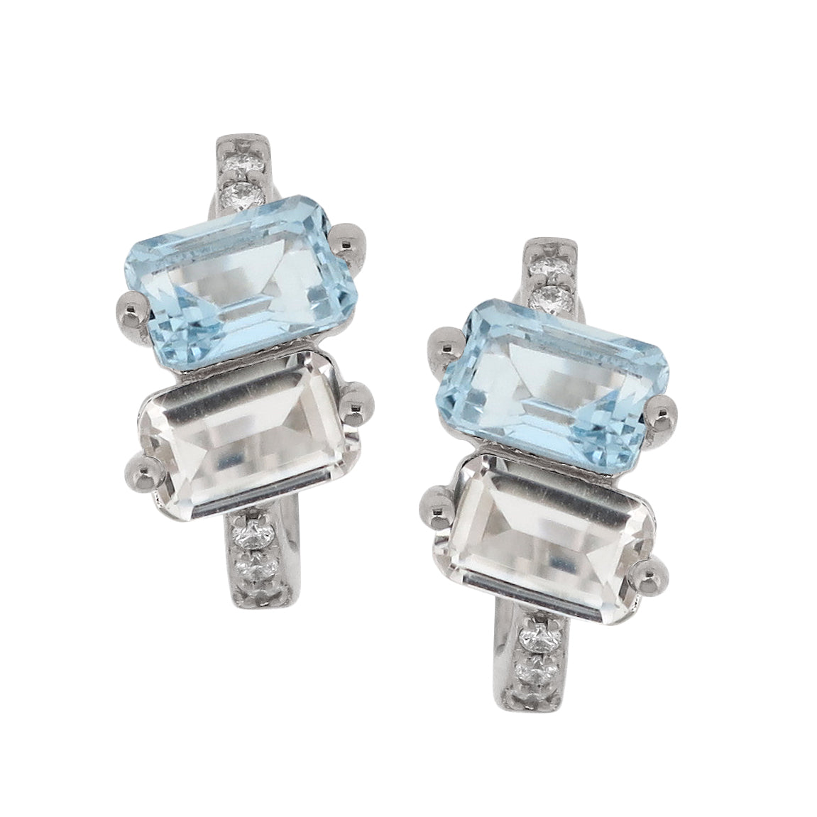 Set Aquamarine and White Quartz Necklace & Earrings