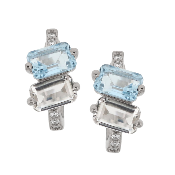 Set Aquamarine and White Quartz Necklace & Earrings