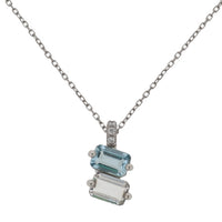Set Aquamarine and White Quartz Necklace & Earrings