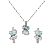 Jewelry set with aquamarine necklace and earrings