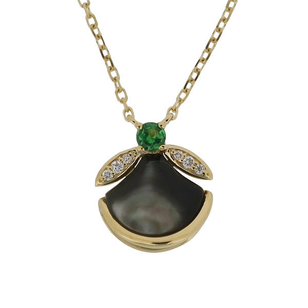Set Mother of Pearl and Tsavorite Necklace & Earrings