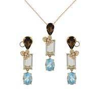 Jewelry set with necklace and earrings gemstones