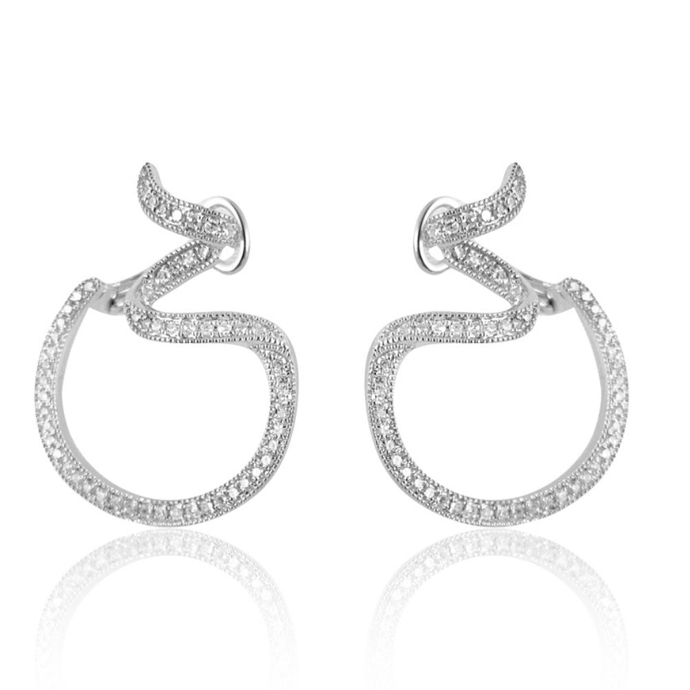 14K White Gold & Diamond Earrings.  14K White Gold: 3.25 grams 112 Diamond: 0.31 ct
