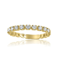 14K Yellow Gold with Diamond Band Ring.  14K Yellow Gold weight: 1.41 grams 10 Diamonds: 0.26 ct