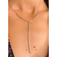 14K Yellow Gold & Bezel Diamonds Lariat Necklaces for special occasions glamour.