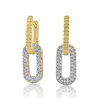 Rectangle Hoop Earrings: 14K Yellow Gold weight: 3.33 grams 106 Diamonds: 0.28 ct Gold Post