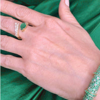 14K Yellow Gold Emerald Teardrop & Diamonds Ring