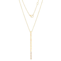 14K Yellow Gold Rectangle with Diamond Lariat Necklaces