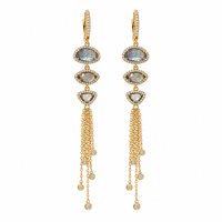 14K Rose Gold Labradorite & Diamonds Earrings