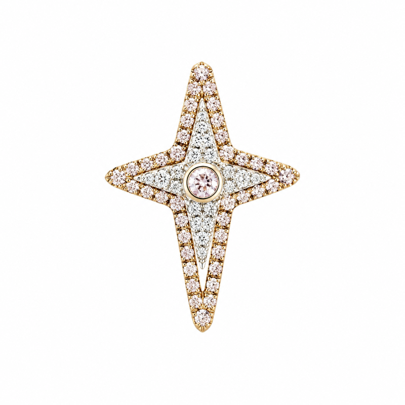 14K Rose & Yellow Gold with Diamonds Cross Pendant