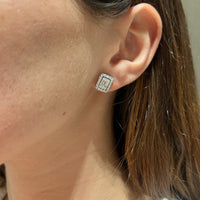 Aretes tres diseños en uno de oro blanco 14 quilates