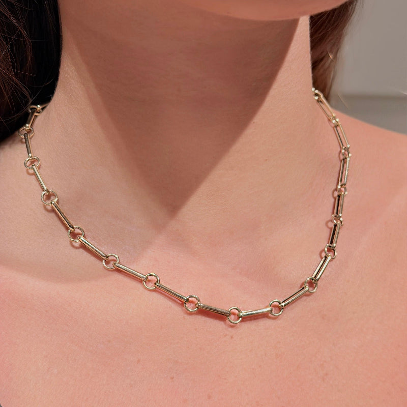 14K Yellow Gold Bar Links Necklaces