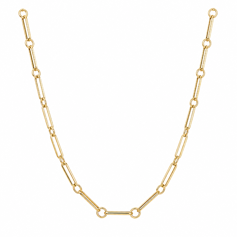 14K Yellow Gold Bar Links Necklaces