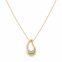 14K Yellow Gold & Diamond Bean Design Necklaces