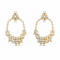 Circle with Diamond Cascade on 14K Yellow Gold Earrings