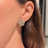 14K Yellow Gold & Diamonds Circle Earrings