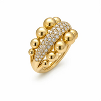 Anillos doble fila de oro amarillo y diamantes