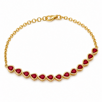 14K Yellow Gold and Ruby Chain Bracelet