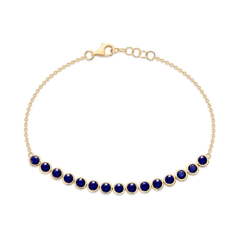 14K Yellow Gold and Sapphire Chain Bracelet