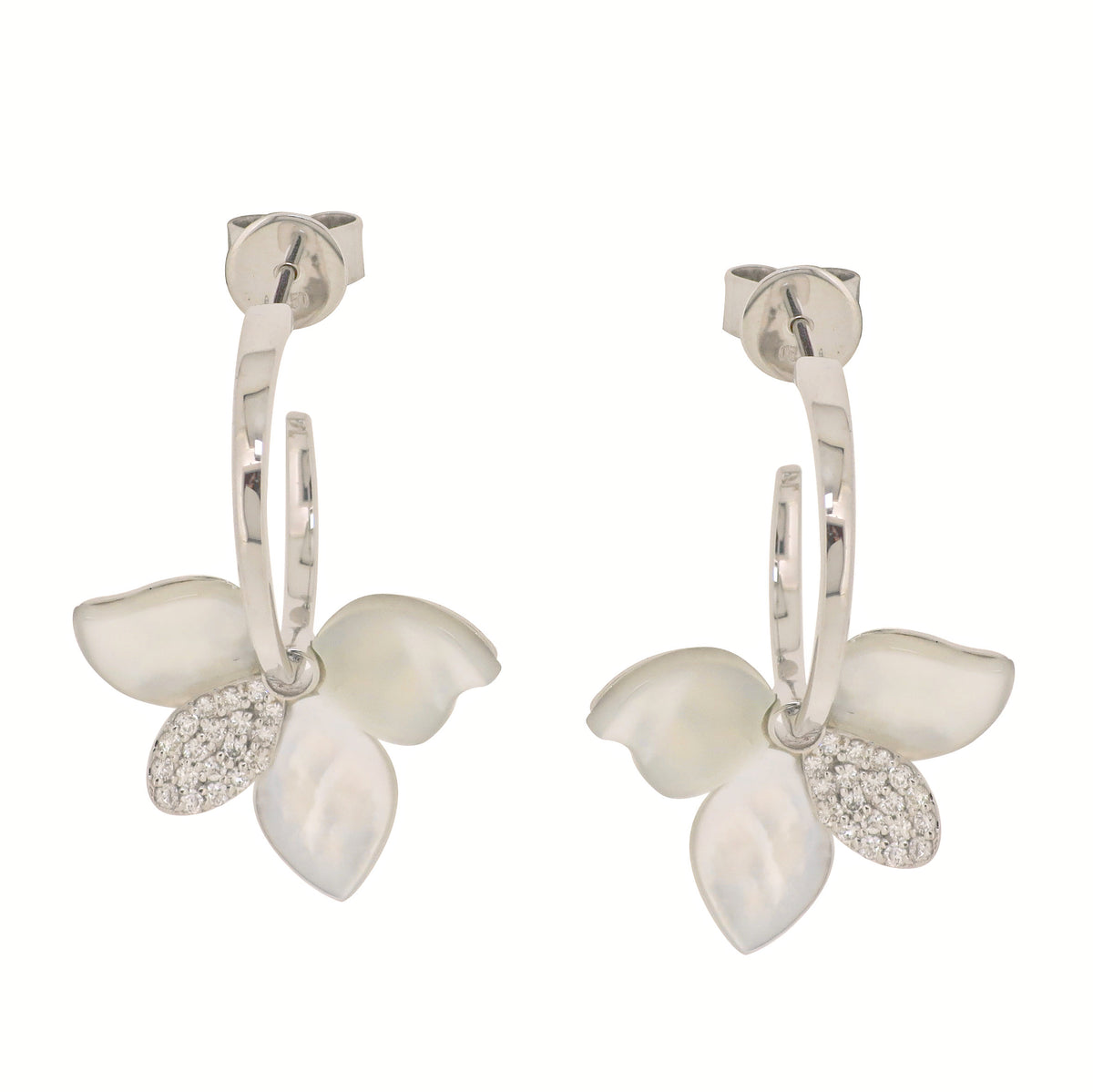 Set Mother of Pearl and Diamonds Necklace & Earrings