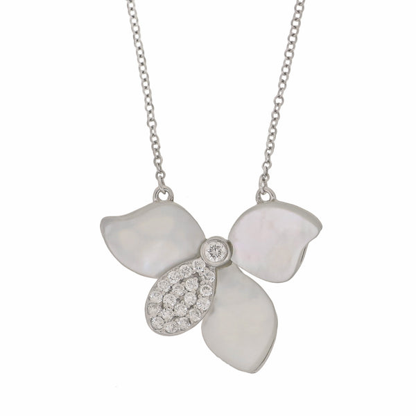 Set Mother of Pearl and Diamonds Necklace & Earrings