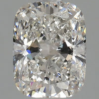 A cushion-cut radiant diamond shown in a top-down view against a solid gray background.