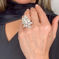 18K White Gold Leaf Diamond Ring