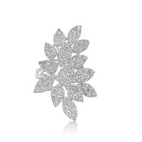 18K White Gold Leaf Diamond Ring, beautiful and elegant.  18K White Gold  Diamond: 2.84 ct