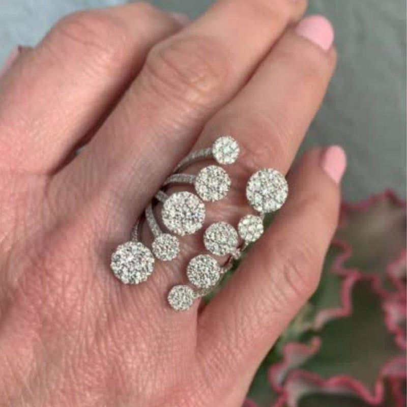 18K White Gold with Diamonds Circled Open Ring