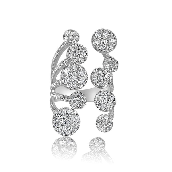 18K White Gold with Diamonds Circled Open Ring  18K White Gold  Diamond: 3.51ct