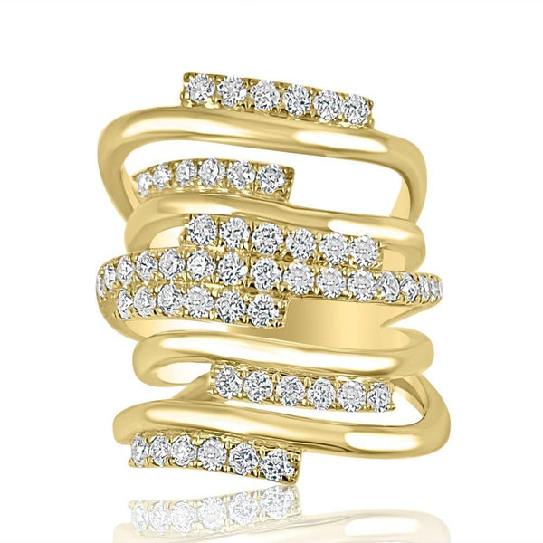 Spiral Unique Ring.  18K Yellow Gold. Diamonds: 1.33 ct 