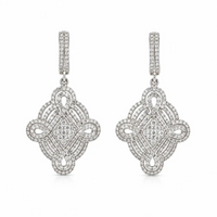 Aretes vintage con oro blanco y diamantes