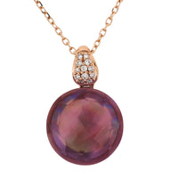Conjunto collar y aretes de oro rosa con amatista y diamantes 