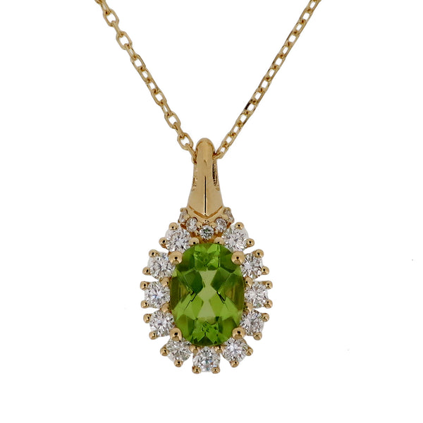 Set Peridot and Diamonds Necklace & Earrings