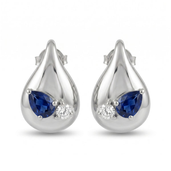 Set Drop Blue Sapphire and Diamonds Necklace & Earrings