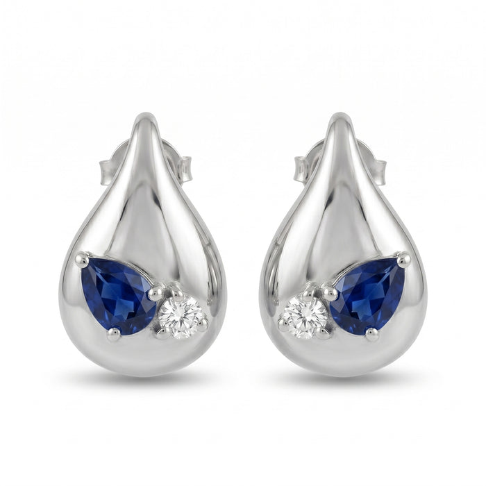 Set Drop Blue Sapphire and Diamonds Necklace & Earrings