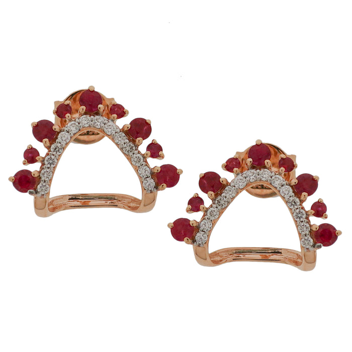 Set Rose Gold Ruby and Diamonds Necklace & Earrings