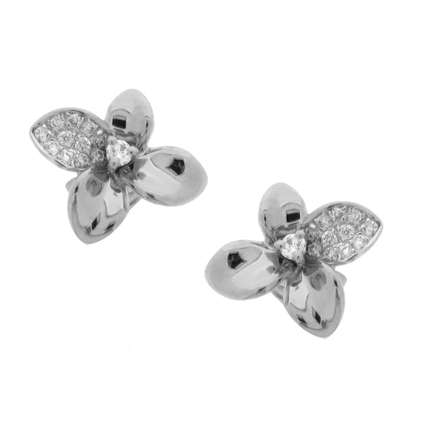 Set Flower and Diamonds on 18K White Gold Necklace & Earrings