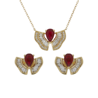 Set Ruby and Diamonds Necklace & Earrings